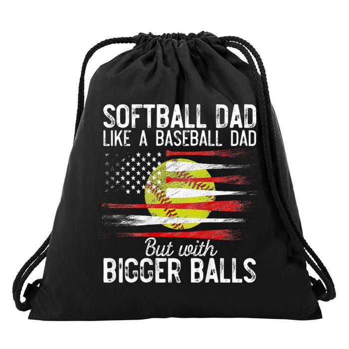 Softball Dad Like A Baseball Dad Definition Drawstring Bag