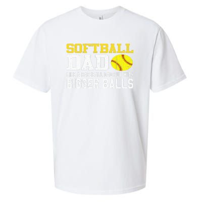 Softball Dad Like A Baseball But With Bigger Balls Father's Sueded Cloud Jersey T-Shirt