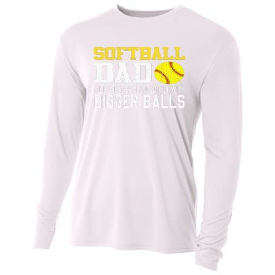 Softball Dad Like A Baseball But With Bigger Balls Father's Cooling Performance Long Sleeve Crew