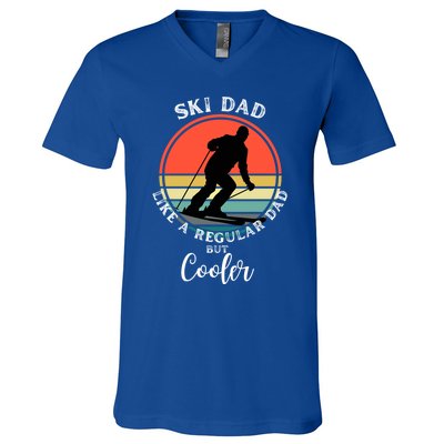 Ski Dad Like A Regular Dad But Cooler Funny Skiing Great Gift V-Neck T-Shirt