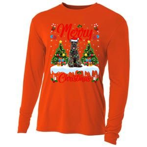 Schnauzer Dog Lights Xmas Tree Santa Schnauzer Christmas Gift Cooling Performance Long Sleeve Crew