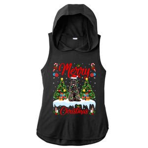 Schnauzer Dog Lights Xmas Tree Santa Schnauzer Christmas Gift Ladies PosiCharge Tri-Blend Wicking Draft Hoodie Tank