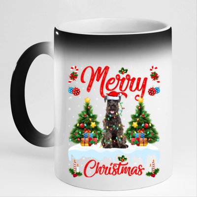 Schnauzer Dog Lights Xmas Tree Santa Schnauzer Christmas Gift 11oz Black Color Changing Mug