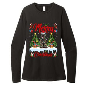 Schnauzer Dog Lights Xmas Tree Santa Schnauzer Christmas Gift Womens CVC Long Sleeve Shirt