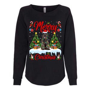 Schnauzer Dog Lights Xmas Tree Santa Schnauzer Christmas Gift Womens California Wash Sweatshirt