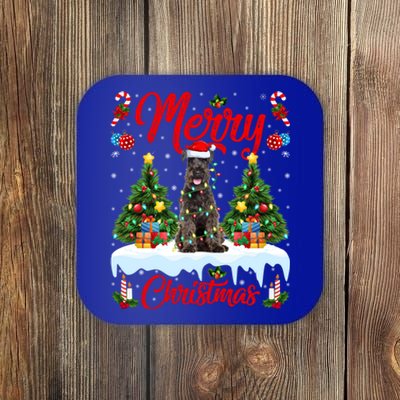 Schnauzer Dog Lights Xmas Tree Santa Schnauzer Christmas Gift Coaster