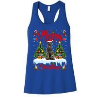 Schnauzer Dog Lights Xmas Tree Santa Schnauzer Christmas Gift Women's Racerback Tank