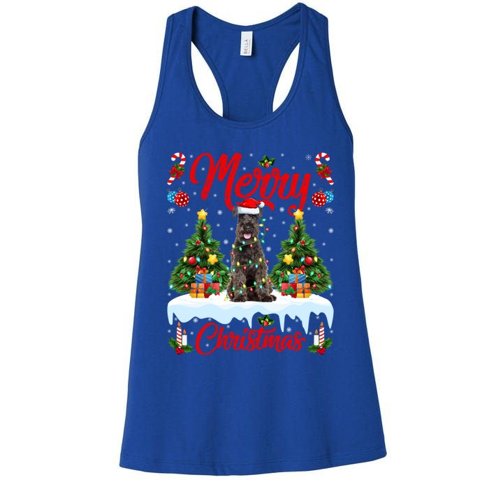 Schnauzer Dog Lights Xmas Tree Santa Schnauzer Christmas Gift Women's Racerback Tank