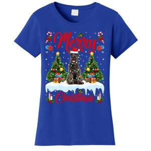 Schnauzer Dog Lights Xmas Tree Santa Schnauzer Christmas Gift Women's T-Shirt