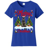 Schnauzer Dog Lights Xmas Tree Santa Schnauzer Christmas Gift Women's T-Shirt