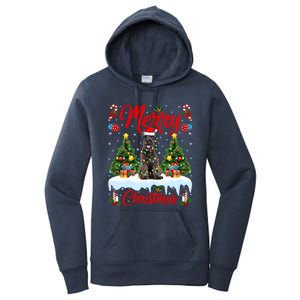 Schnauzer Dog Lights Xmas Tree Santa Schnauzer Christmas Gift Women's Pullover Hoodie