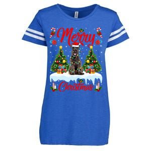 Schnauzer Dog Lights Xmas Tree Santa Schnauzer Christmas Gift Enza Ladies Jersey Football T-Shirt