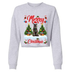 Schnauzer Dog Lights Xmas Tree Santa Schnauzer Christmas Gift Cropped Pullover Crew