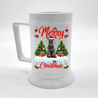 Schnauzer Dog Lights Xmas Tree Santa Schnauzer Christmas Gift Beer Stein