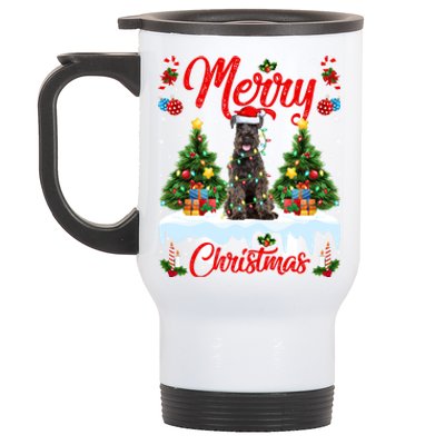 Schnauzer Dog Lights Xmas Tree Santa Schnauzer Christmas Gift Stainless Steel Travel Mug