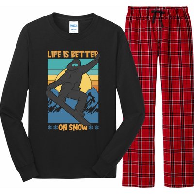 Snowboard Design Life Is Better On Snow Snowboarder Gift Long Sleeve Pajama Set