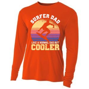 Surfing Dad Like A Normal Dad But Cooler Fathers Day Surfer Funny Gift Cooling Performance Long Sleeve Crew