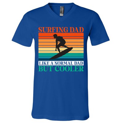 Surfing Dad Like A Normal Dad But Cooler Wake Surfer Father Gift V-Neck T-Shirt