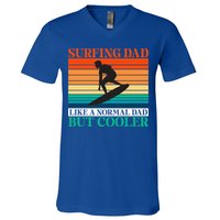 Surfing Dad Like A Normal Dad But Cooler Wake Surfer Father Gift V-Neck T-Shirt