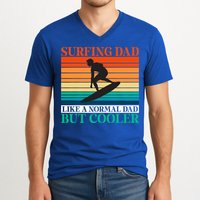 Surfing Dad Like A Normal Dad But Cooler Wake Surfer Father Gift V-Neck T-Shirt