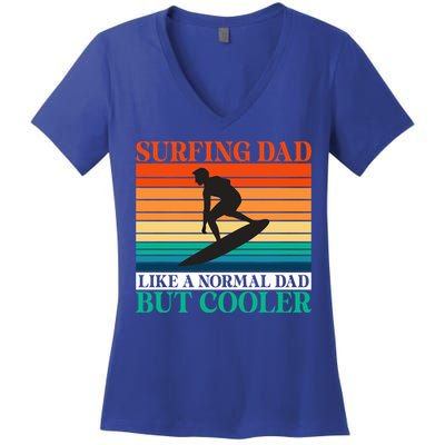 Surfing Dad Like A Normal Dad But Cooler Wake Surfer Father Gift Women's V-Neck T-Shirt