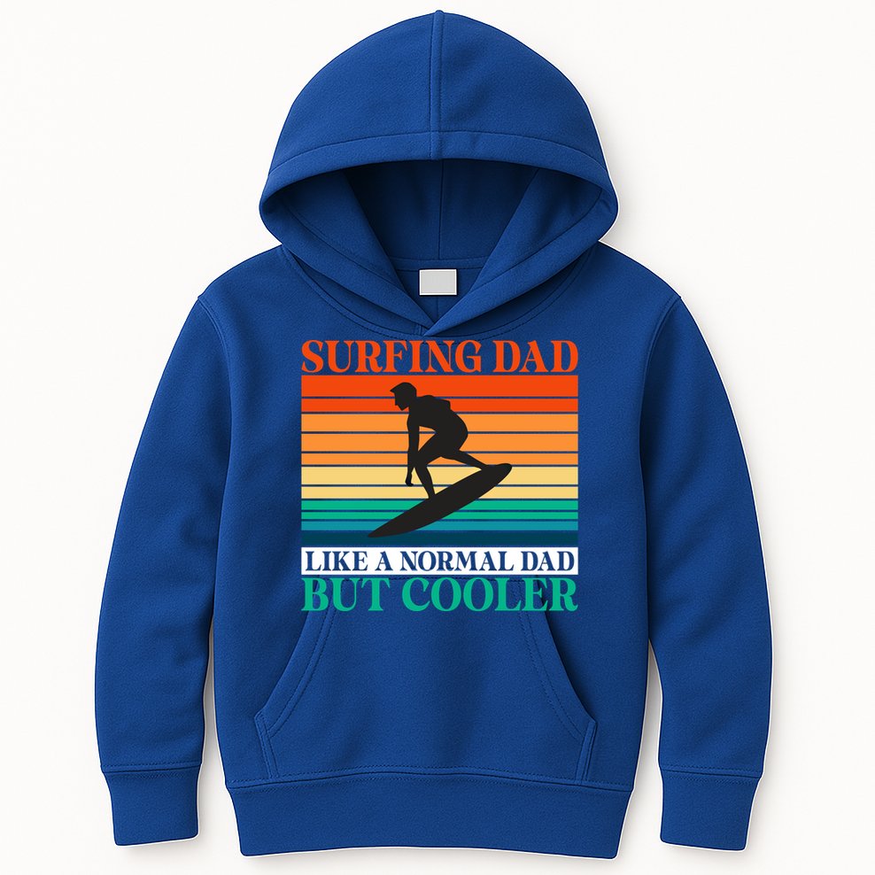 Surfing Dad Like A Normal Dad But Cooler Wake Surfer Father Gift Kids Hoodie