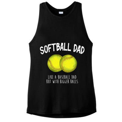 Softball Dad Like A Baseball Dad But With Bigger Balls Funny Ladies PosiCharge Tri-Blend Wicking Tank