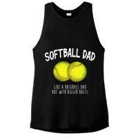 Softball Dad Like A Baseball Dad But With Bigger Balls Funny Ladies PosiCharge Tri-Blend Wicking Tank