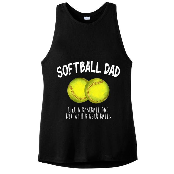 Softball Dad Like A Baseball Dad But With Bigger Balls Funny Ladies PosiCharge Tri-Blend Wicking Tank
