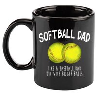 Softball Dad Like A Baseball Dad But With Bigger Balls Funny 11oz C Handle Ceramic Mug