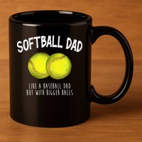 Softball Dad Like A Baseball Dad But With Bigger Balls Funny 11oz C Handle Ceramic Mug