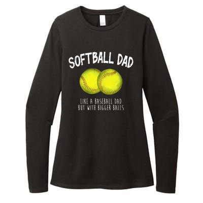 Softball Dad Like A Baseball Dad But With Bigger Balls Funny Womens CVC Long Sleeve Shirt