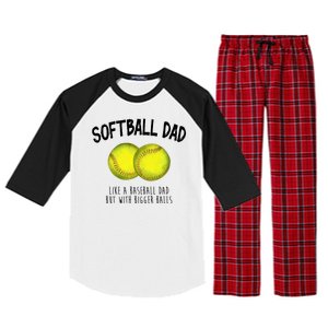 Softball Dad Like A Baseball Dad But With Bigger Balls Funny Raglan Sleeve Pajama Set