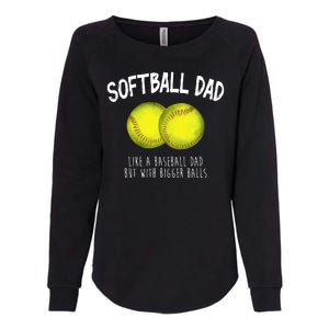 Softball Dad Like A Baseball Dad But With Bigger Balls Funny Womens California Wash Sweatshirt