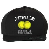 Softball Dad Like A Baseball Dad But With Bigger Balls Funny Wool Snapback Cap