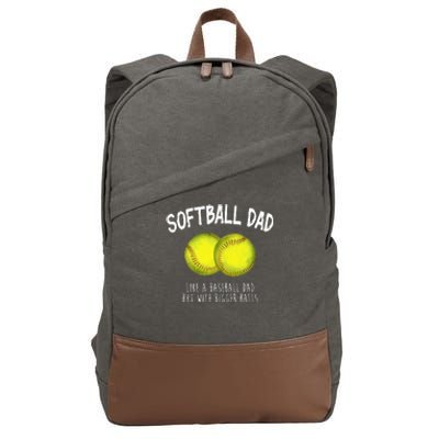 Softball Dad Like A Baseball Dad But With Bigger Balls Funny Cotton Canvas Backpack