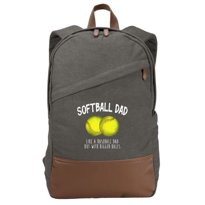 Softball Dad Like A Baseball Dad But With Bigger Balls Funny Cotton Canvas Backpack