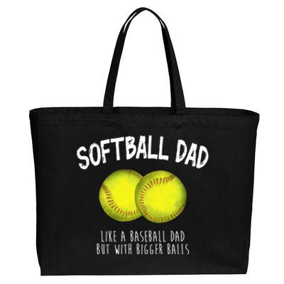 Softball Dad Like A Baseball Dad But With Bigger Balls Funny Cotton Canvas Jumbo Tote