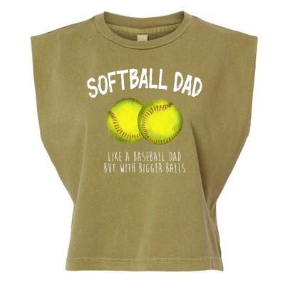 Softball Dad Like A Baseball Dad But With Bigger Balls Funny Garment-Dyed Women's Muscle Tee