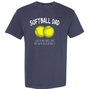 Softball Dad Like A Baseball Dad But With Bigger Balls Funny Garment-Dyed Heavyweight T-Shirt