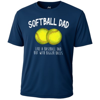 Softball Dad Like A Baseball Dad But With Bigger Balls Funny Performance Shirt