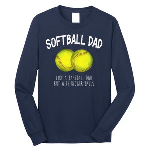 Softball Dad Like A Baseball Dad But With Bigger Balls Funny Long Sleeve Shirt