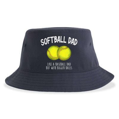 Softball Dad Like A Baseball Dad But With Bigger Balls Funny Sustainable Bucket Hat