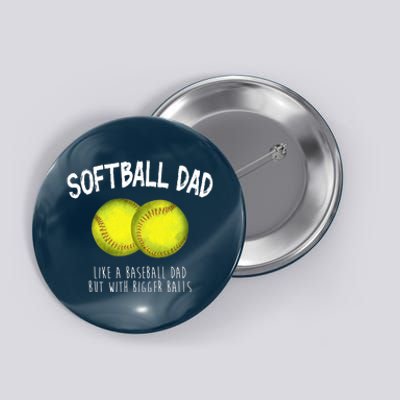 Softball Dad Like A Baseball Dad But With Bigger Balls Funny Button