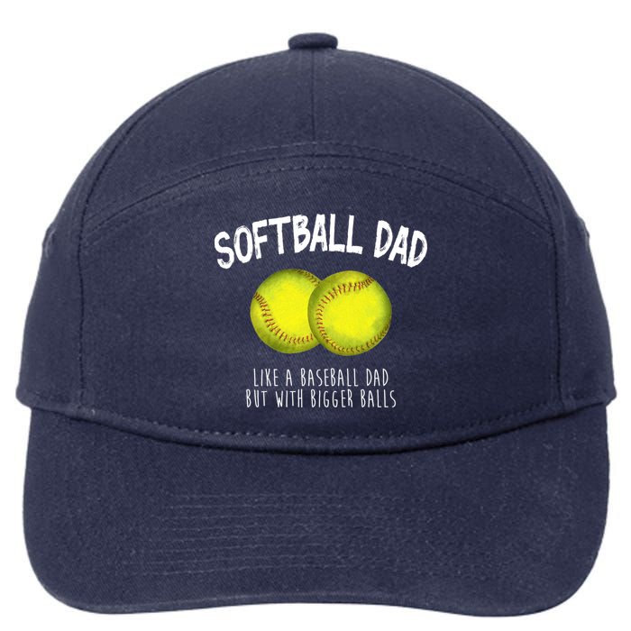 Softball Dad Like A Baseball Dad But With Bigger Balls Funny 7-Panel Snapback Hat