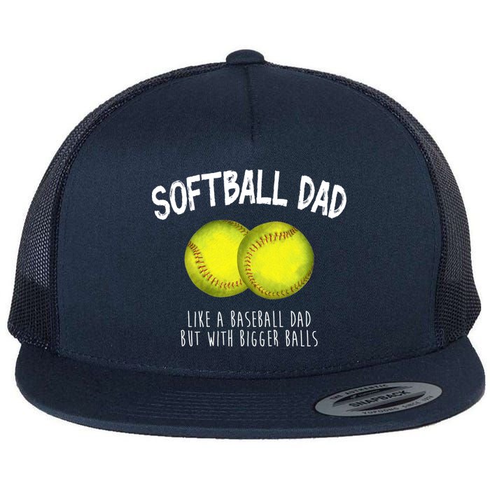 Softball Dad Like A Baseball Dad But With Bigger Balls Funny Flatbill Hat