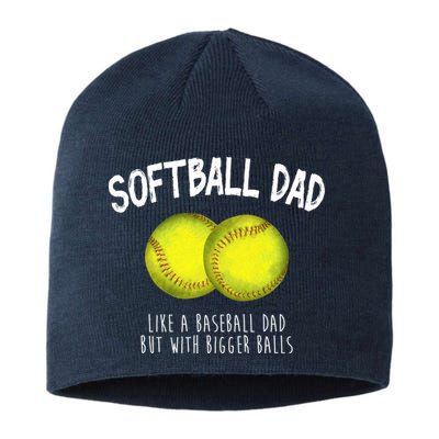 Softball Dad Like A Baseball Dad But With Bigger Balls Funny Sustainable Beanie