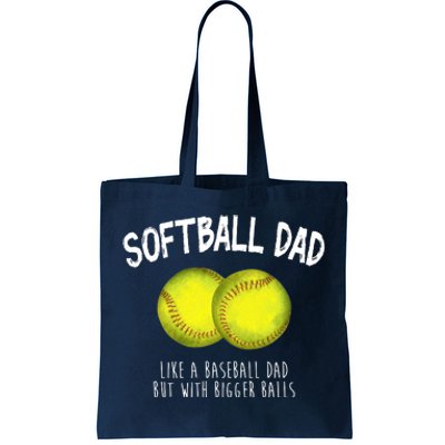 Softball Dad Like A Baseball Dad But With Bigger Balls Funny Tote Bag