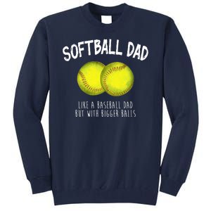 Softball Dad Like A Baseball Dad But With Bigger Balls Funny Tall Sweatshirt