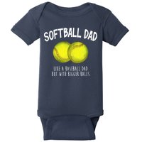 Softball Dad Like A Baseball Dad But With Bigger Balls Funny Baby Bodysuit